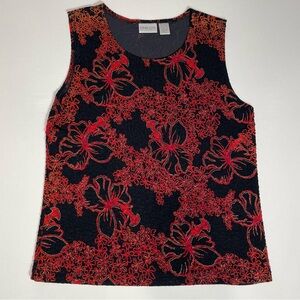 Chico’s stretchy red black and gold sleeveless top
